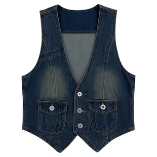 Spice girls sleeveless breasted denim vests辣妹无袖 牛仔马甲