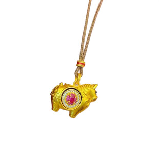 沙金点钻可转动生肖马吊坠久不掉色马上有钱毛衣链挂坠仿黄金饰品