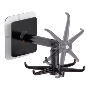 六爪旋转挂钩多功能锅铲勺子收纳置物架家用厨房免打孔强力粘钩