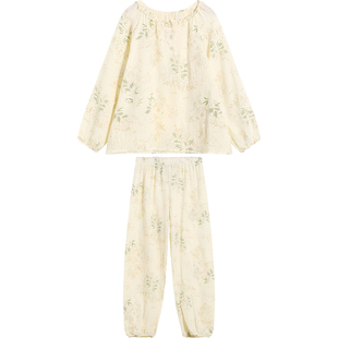 云感双层面纱睡衣女宽松透气柔软新款全棉甜美印花家居服套装居家