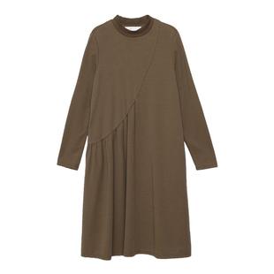 MOVEUP幻走2024冬季新款.FUN系列不对称抽褶半高领针织打底连衣裙