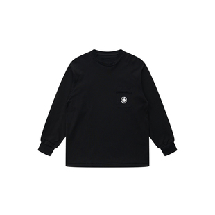 PROCITY情侣长袖T恤男女同款曹芳破坏拼接口袋松休闲运动圆领上衣