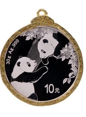 定制边框定做外壳熊猫币吊坠挂件