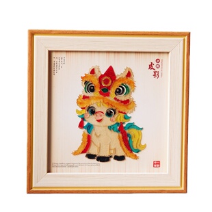 水牛皮影戏五花马相框摆件2026马年非遗手工艺品复古玻璃镜框挂件