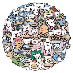 50张新款线条狗贴纸卡通行李箱电脑手账水杯头盔防水贴画儿童玩具