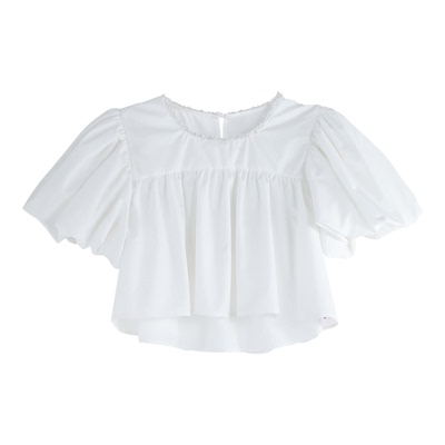 FTT FlyTheTruth『活泼因子』法式泡泡袖上衣女夏小众短袖短款t恤