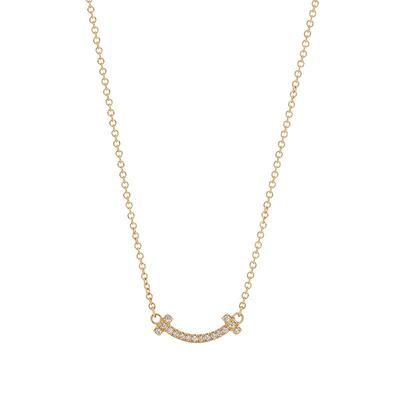 【自营】中古98新Tiffany蒂芙尼T系列18k黄金镶钻迷你微笑项链