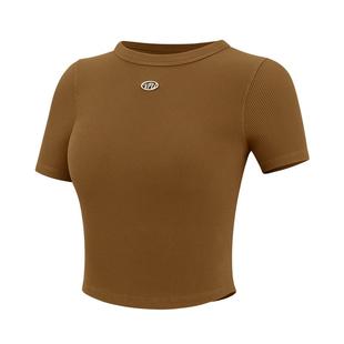 VfU瑜伽服上衣女夏季新款复古速干健身普拉提训练户外修身短袖t恤