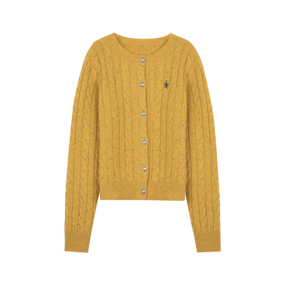 全羊毛慵懒绞花毛衣开衫