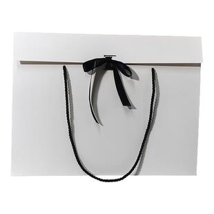 白色简约伴手礼手提盒丝带封口纸袋通用商务节日开业礼物高档服装