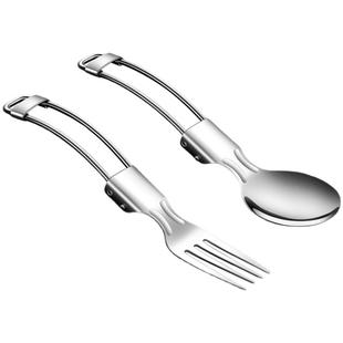 304不锈钢可折叠勺子叉子套装学生儿童户外露营便携式餐具旅行