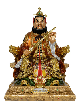 纯铜彩绘龙虎山张天师供奉摆件