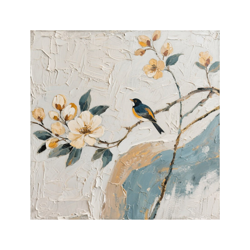 可班手绘油画方形厚肌理茶室挂画