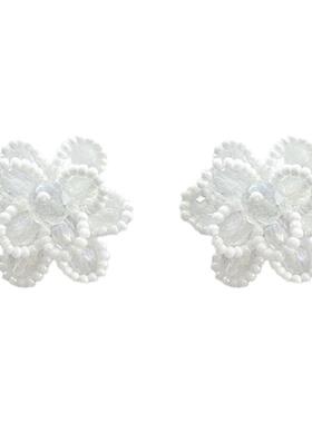 超仙白色山茶花耳钉春夏轻奢甜美