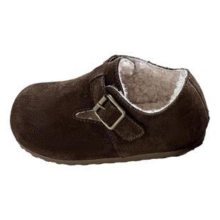 真皮儿童勃肯鞋2025秋冬新款女童加绒二棉小皮鞋男童宝宝豆豆鞋子