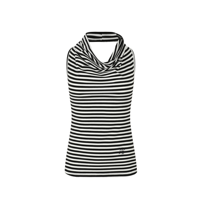 KSXN条纹挂脖堆堆荡领无袖上衣