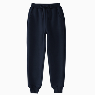 藏青色运动裤中大男童加绒冬季纯棉儿童伊顿长裤学生深蓝校服裤子