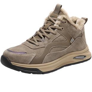 百丽冬季男鞋加绒高帮运动板鞋男25春厚底雪地靴棉鞋短靴8SK01AD5