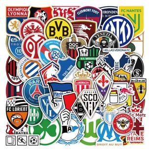 100张新款欧冠足球队标队徽涂鸦贴纸旅行箱吉他汽车电脑主机箱笔记本平板水杯电动车头盔水壶装饰小贴画防水