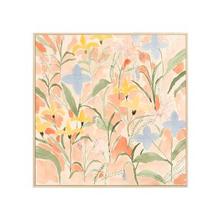 花香四溢》 北欧奶油风客厅装饰画小清新卧室挂画原木风餐厅壁画