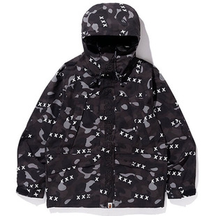 现货 BAPE X GOD SELECTION XXX  黄 黑迷彩 冲锋衣 夹克 外套 男