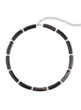 现货26SS新款DACCORD黑色牛角银珠立体拼接宽版项链中性复古高级