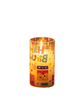 可爱卡通派对图案LED仿真电子蜡烛灯儿童生日氛围装饰灯创意布置
