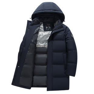 新款恒源祥中老年男士羽绒服加厚中长款父亲商务休闲冬装爷爷外套