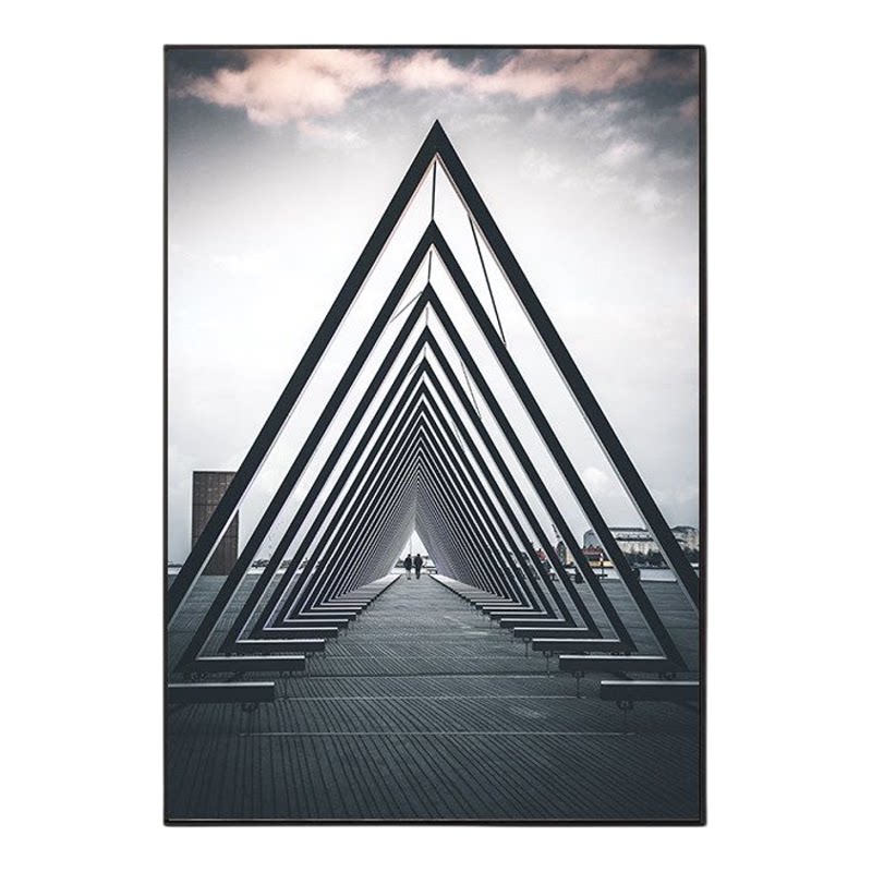 北欧黑白灰超大建筑装饰画