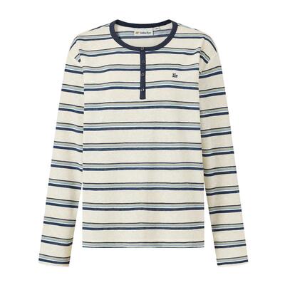 【春季新品】GOLDEN BEAR/金熊2026年女士条纹亨利领长袖T恤