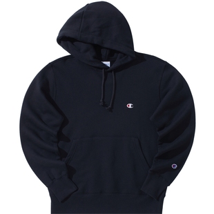 Champion冠军加绒卫衣男秋冬连帽加厚女刺绣潮牌套头上衣红色潮牌