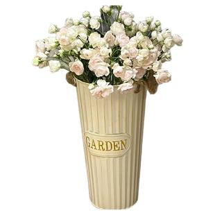 复古铁艺花桶花盆干花筒大花瓶摆件客厅插花感小众插绿植落地轻奢