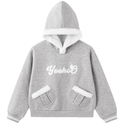 英氏加绒卫衣女童连帽秋冬保暖