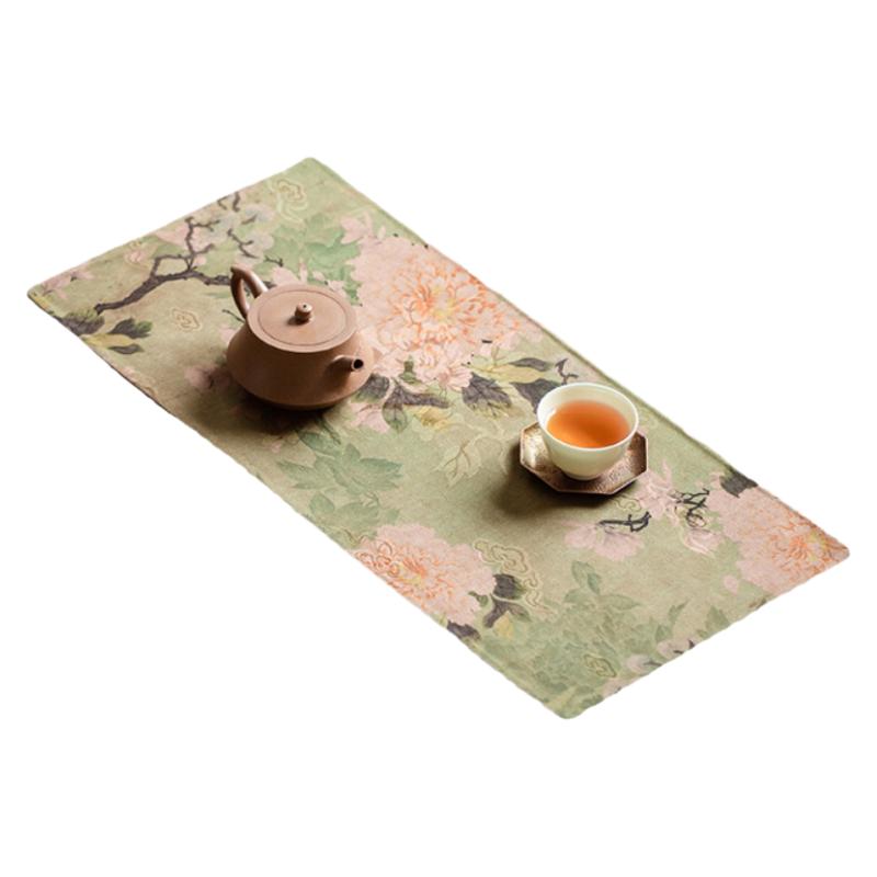 复古中式茶席香云纱茶席新款