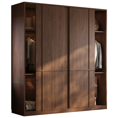 国补中古风橡木推拉门衣柜定制