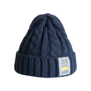 秋冬保暖小头围麻花针织帽女韩版ins锥顶帽子护耳冷帽毛线帽儿童