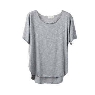 韩版竹节棉T恤女大码宽松显瘦半袖打底衫圆领短袖中长款上衣薄款