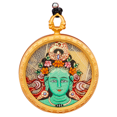 吉祥唐卡绿度母菩提叶随身唐卡