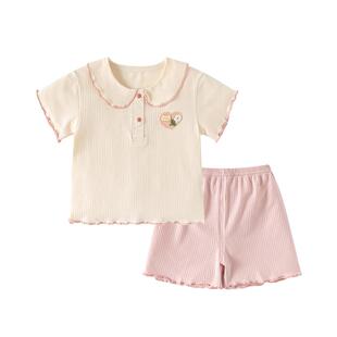 莫代尔女童装夏装衣服短袖婴儿薄款洋气空调服小套装女孩宝宝外出