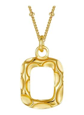 DL 小众款银项链925女冷淡风个性波浪纹方形吊坠银饰原创设计