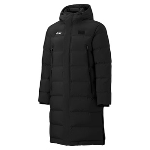 李宁羽绒服长款男女同款2025冬季新品羽毛球服鸭绒连帽过膝外套