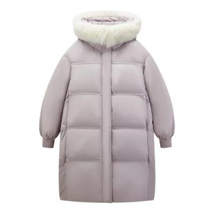 【商场同款】乐町收腰毛领中长款羽绒服女装冬季保暖外套C1ACE463