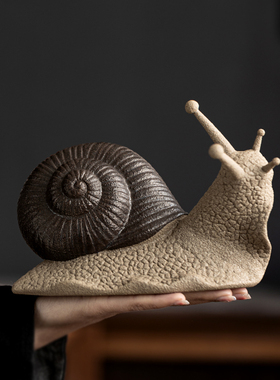 大号蜗牛陶瓷雕塑创意摆件家居桌面户外微景观鱼缸造景装饰工艺品