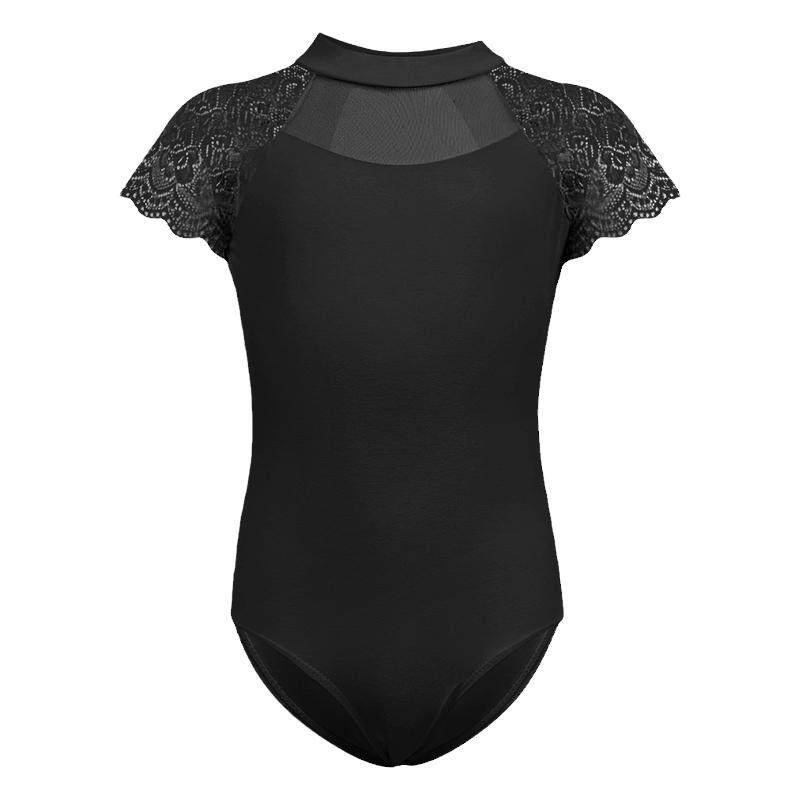 舞蹈服儿童女秋冬芭蕾舞练功服女童蕾丝体服黑色体操服中国舞上衣