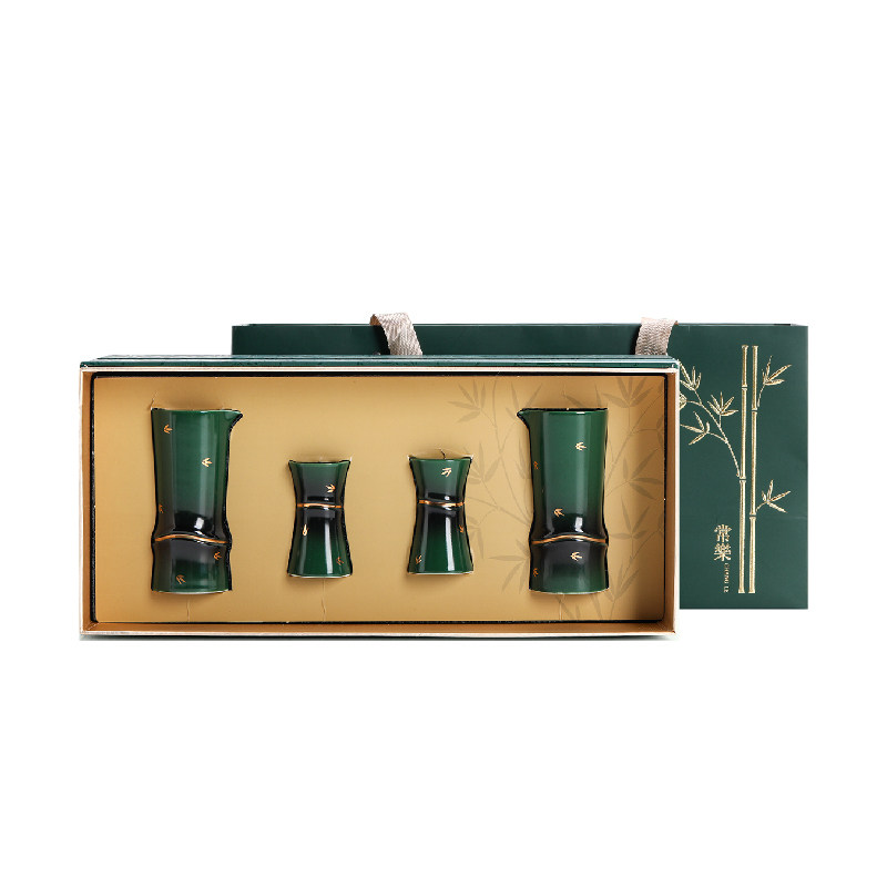 杜甫草堂 竹节酒具礼盒 陶瓷酒杯白酒分酒器 博物馆文创新年礼物