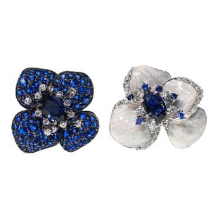 喻棠italks|阳春白雪|925纯银镀金花朵AB款不对称烤漆耳钉女