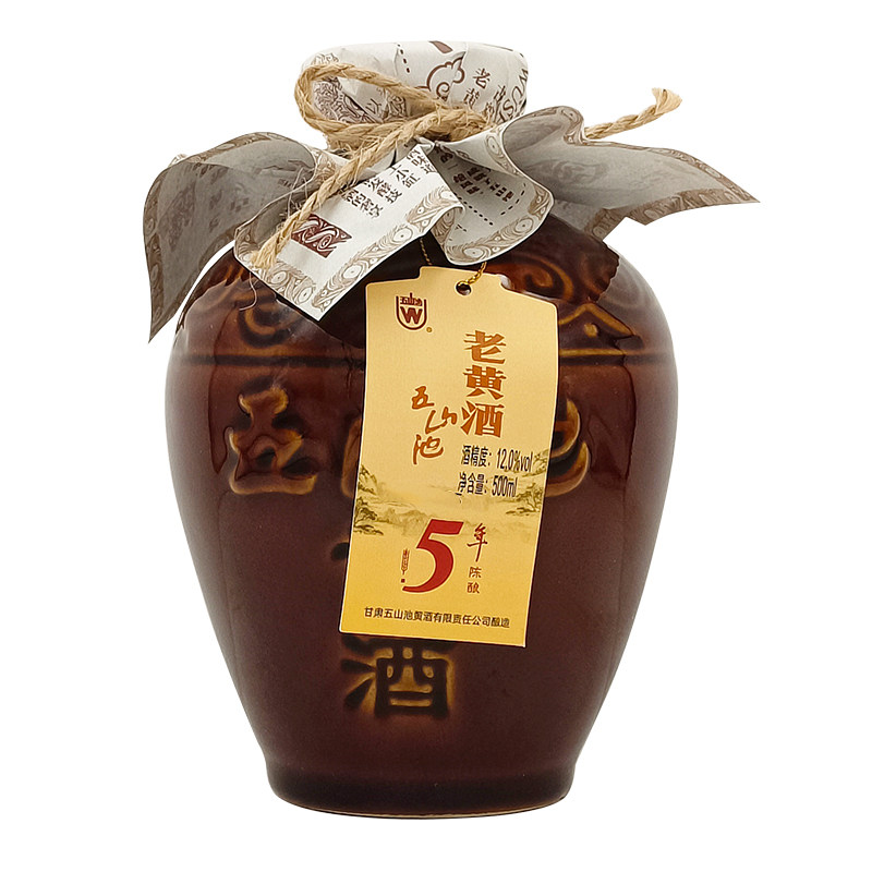 甘肃临夏特产 五山池老黄酒原浆五年陈酿12度坛装酒 500ml