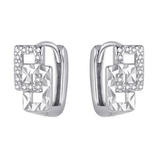 999纯银方形几何耳环女养耳洞耳圈小众设计高级耳扣轻奢气质耳饰