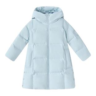 笛莎童装女童羽绒服冬季新款儿童女孩中大童加长款连帽外套过膝