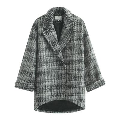 COCOBELLA毛绒格纹羊毛大衣